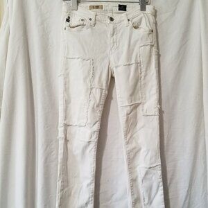 AG Adriano Goldschmied Stevie Slim Straight Jeans –Women’s 26R –White Patchwork